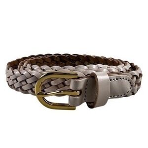 J.Crew‎ Braided Leather Belt Pale Pink Gold Buckle XS S